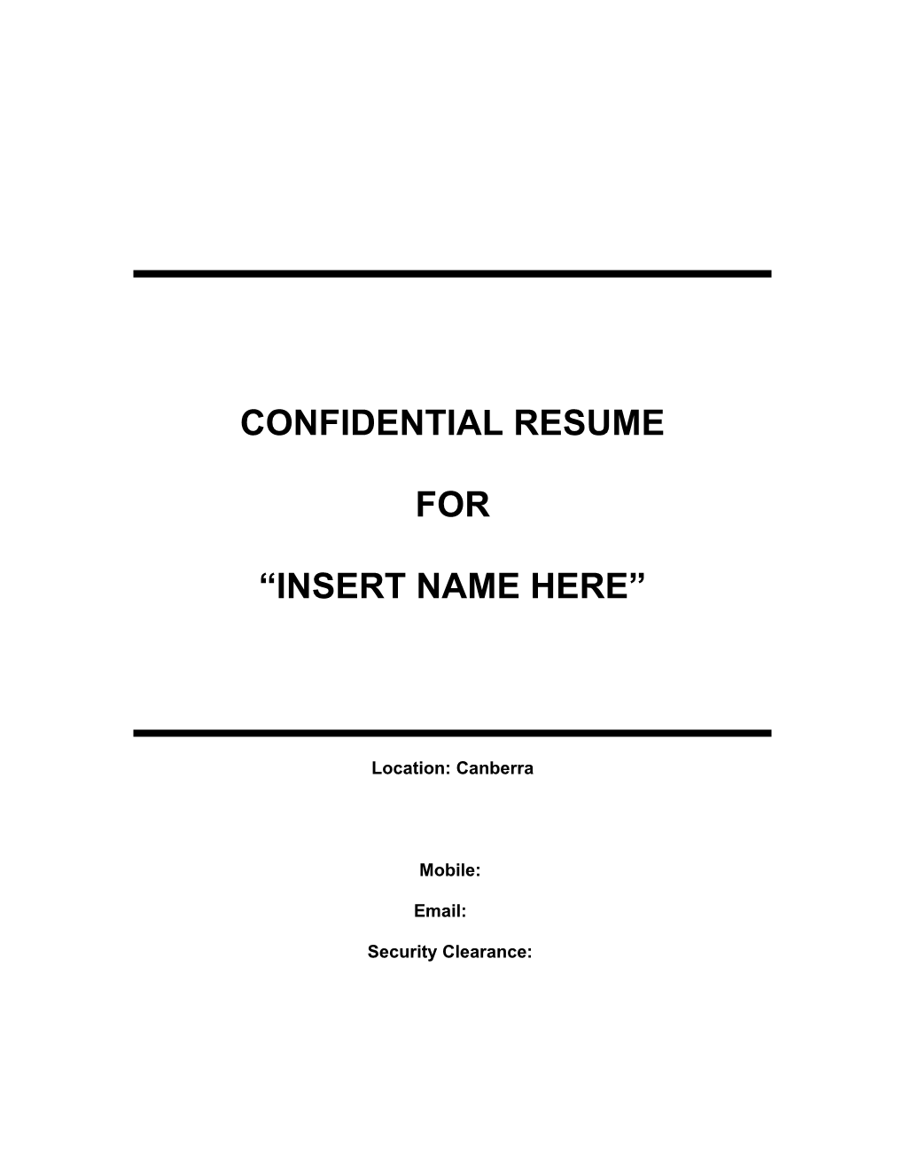 Confidential Resume