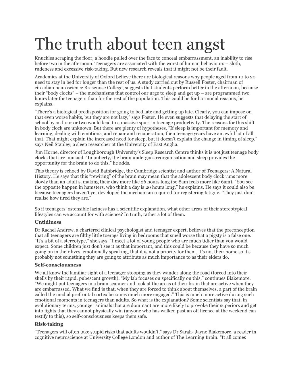 The Truth About Teen Angst