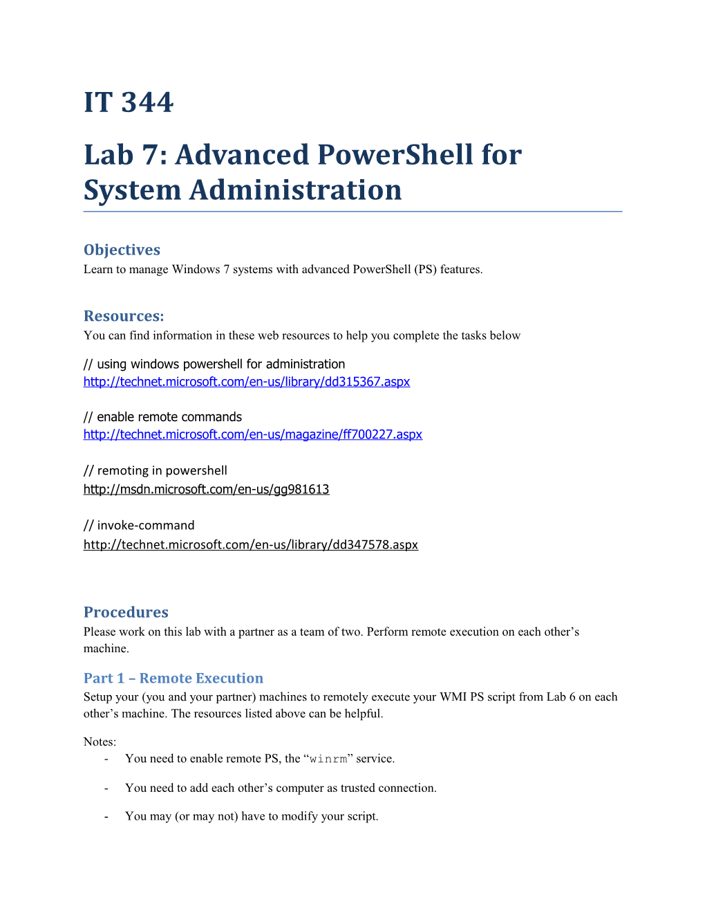 Lab 7: Advanced Powershell for System Administration