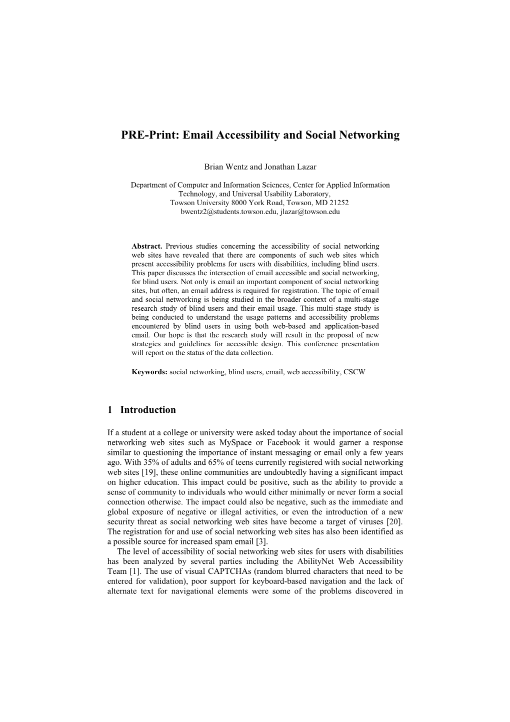Email Accessibility and Social Networking
