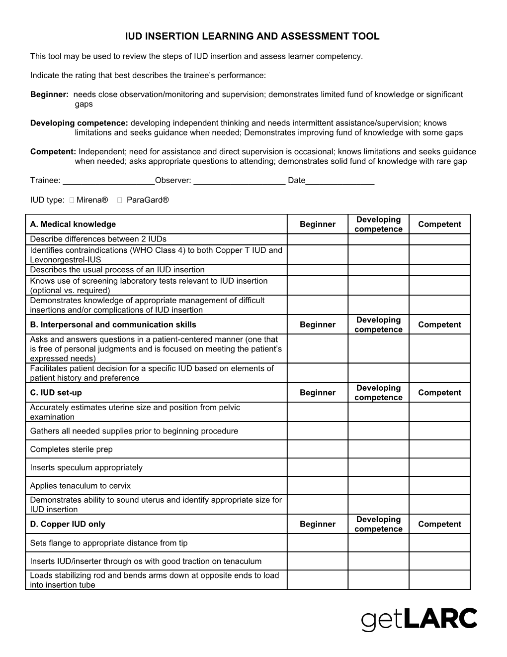 Iud Insertion Learning and Assessment Tool