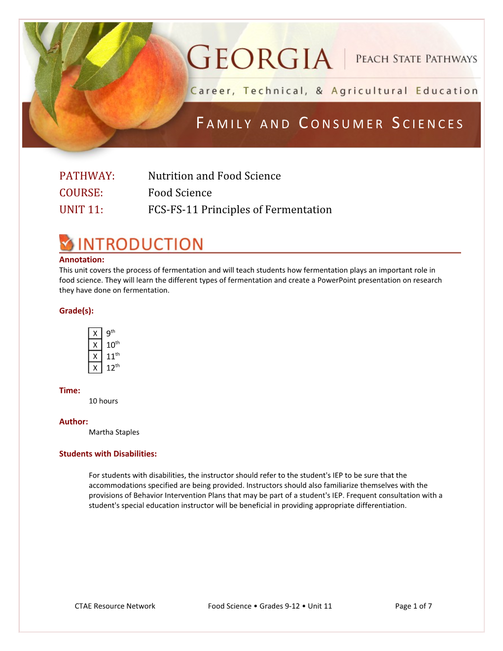 PATHWAY: Nutrition and Food Science