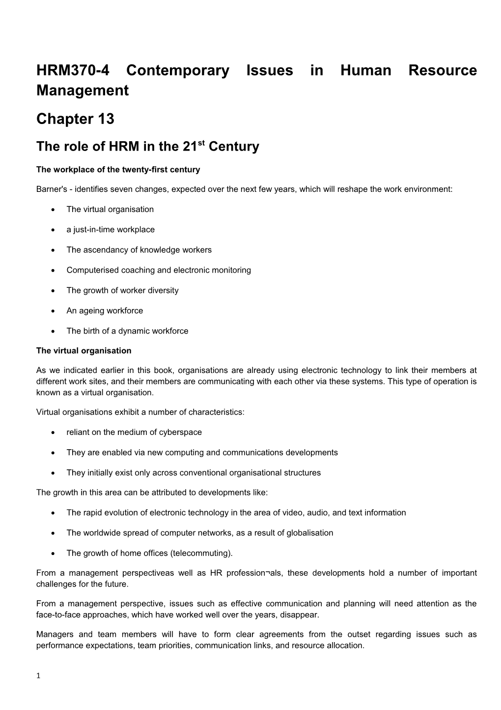 HRM370-4 Contemporary Issues in Human Resource Management