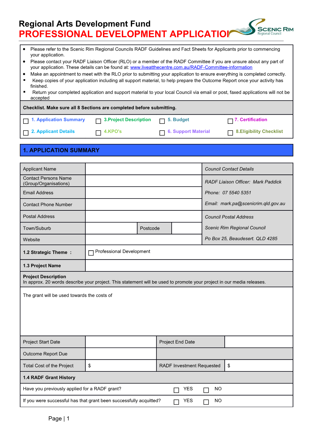 Professional Development Application Form