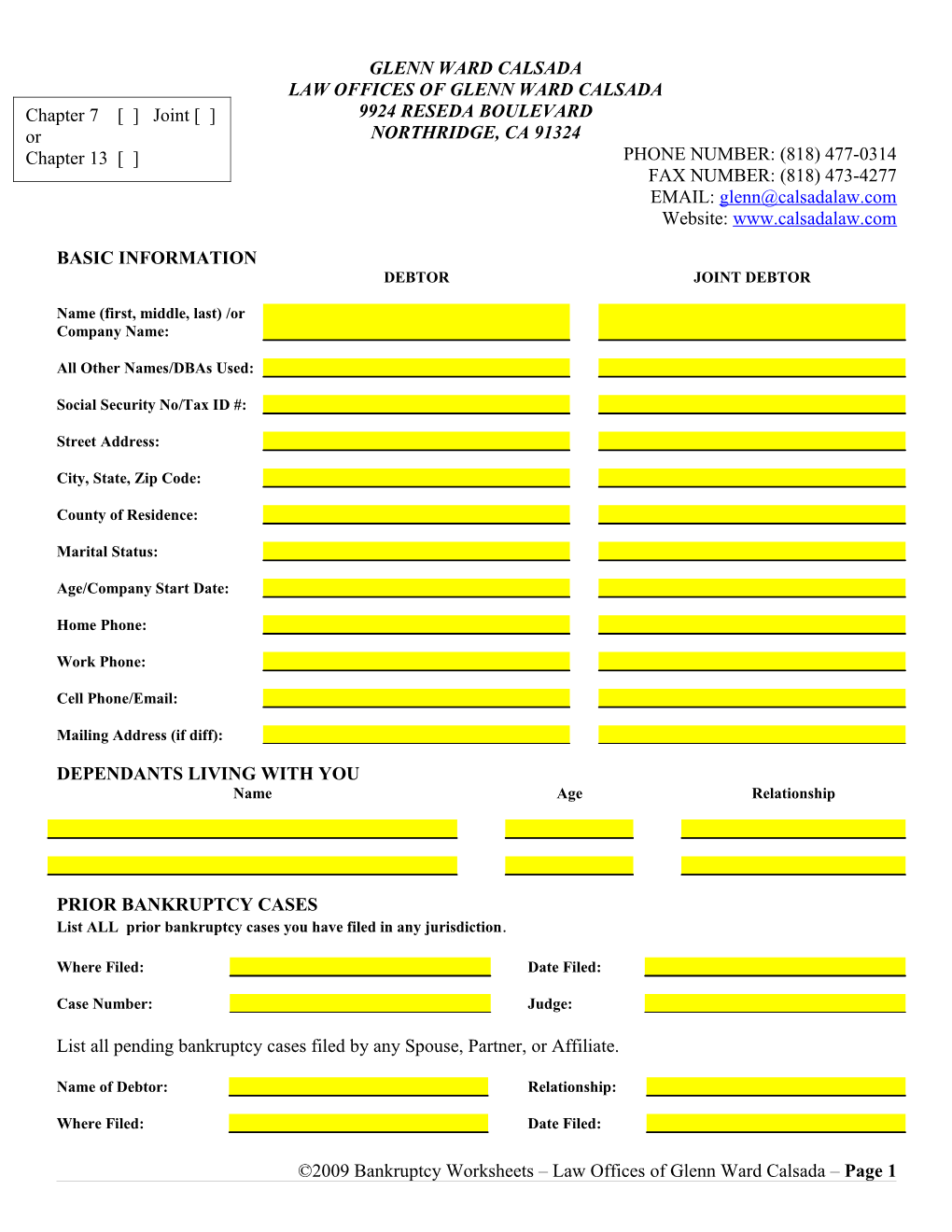 Client Confidential Worksheet