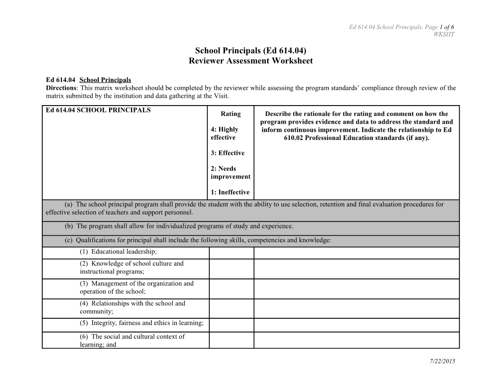 Ed 614.04 School Principals, Page1 of 6
