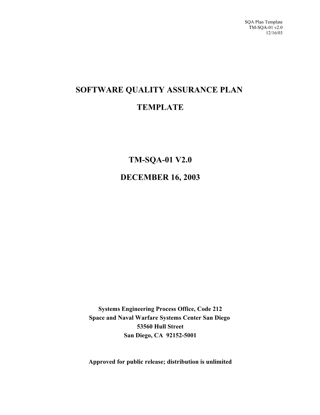 SQA Plan Template