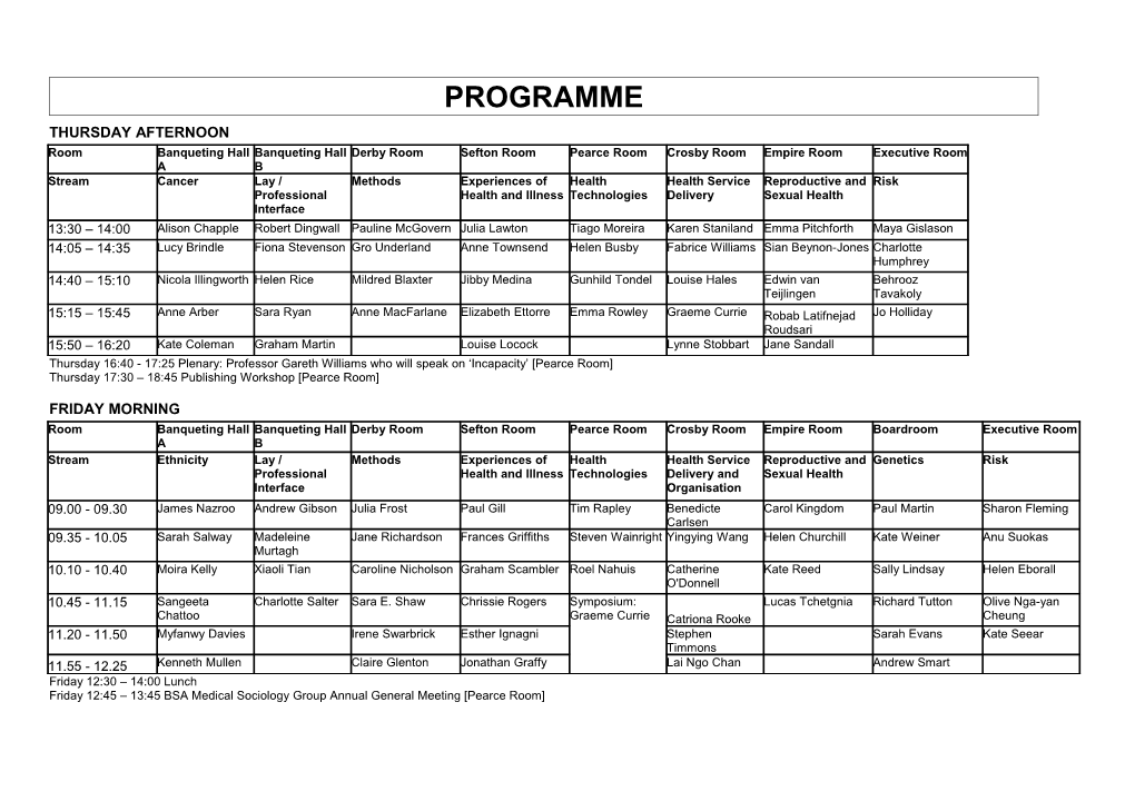 Thursday 16:40 - 17:25 Plenary: Professor Gareth Williams Who Will Speak on Incapacity