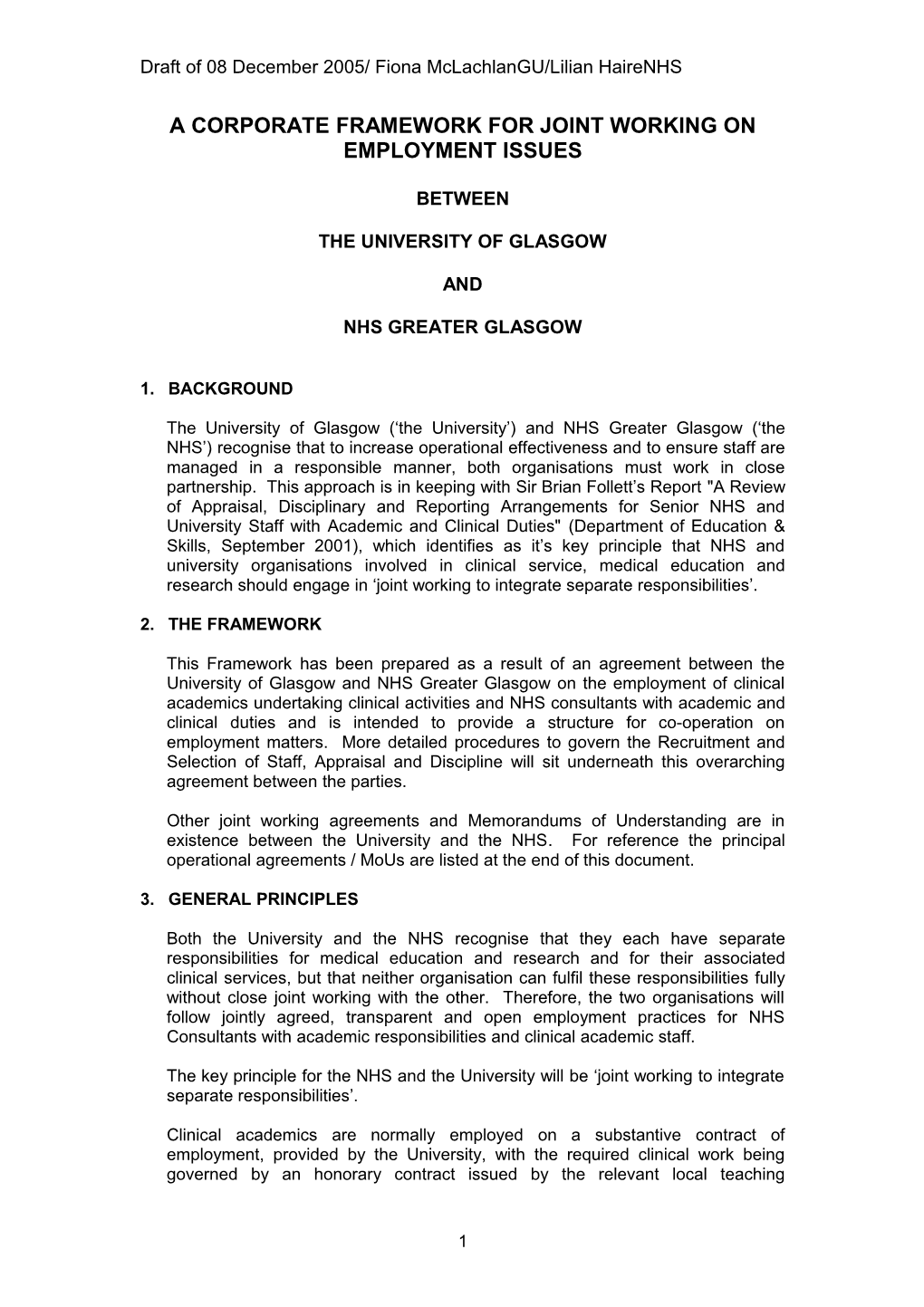 A Corporate Framework for Joint Working on Employment Issues