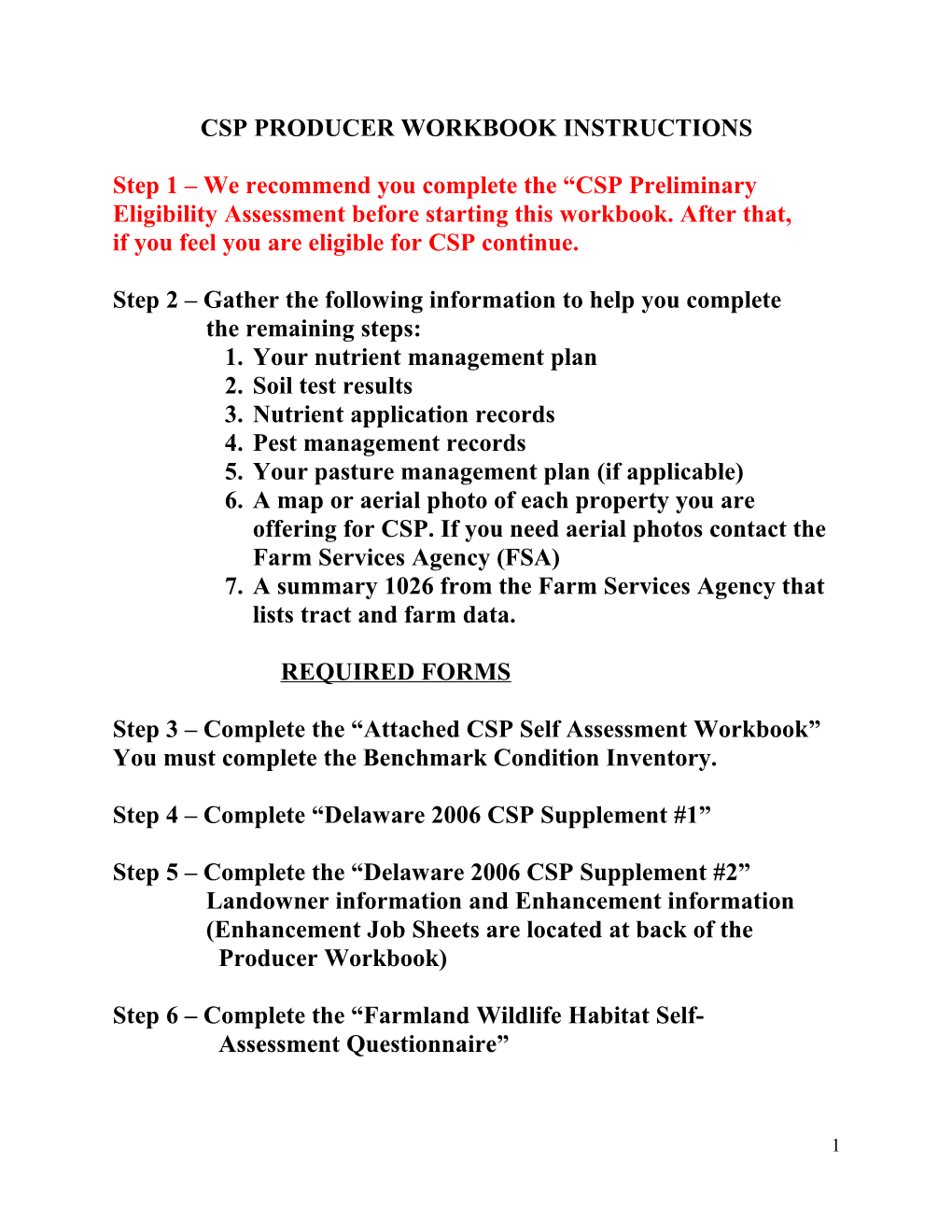 Csp Producer Workbook Instructions