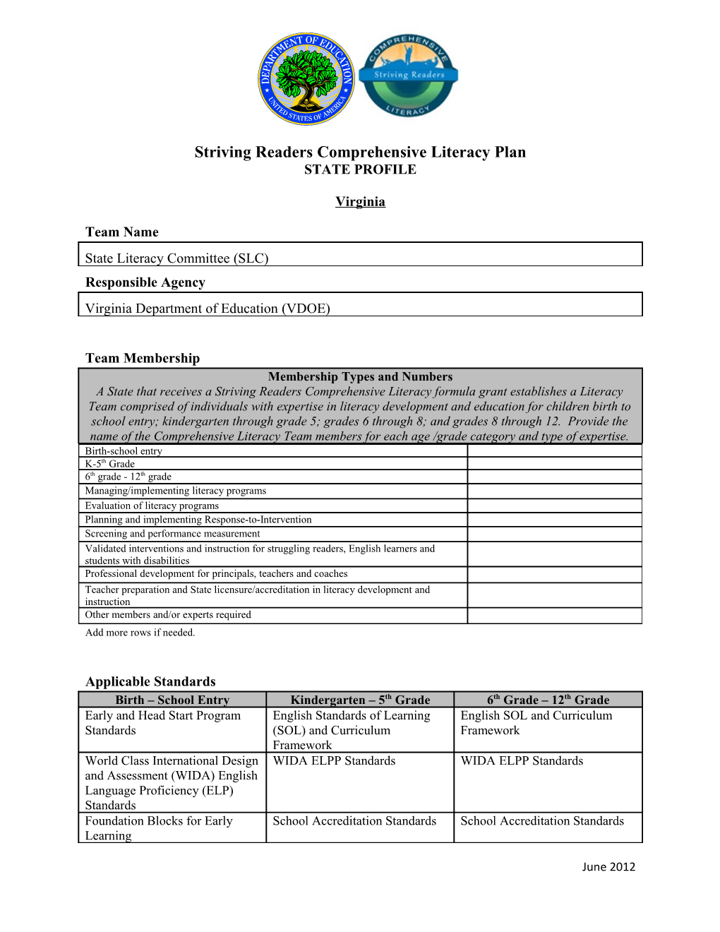 Virginia State Striving Readers Comprehensive Literacy Plan (MS Word)