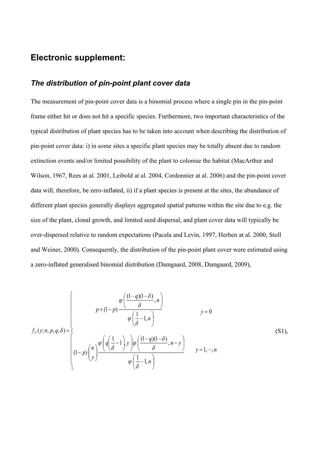 Appendix: Trend Analysis and the Distribution of Pin-Point Plant Cover Data