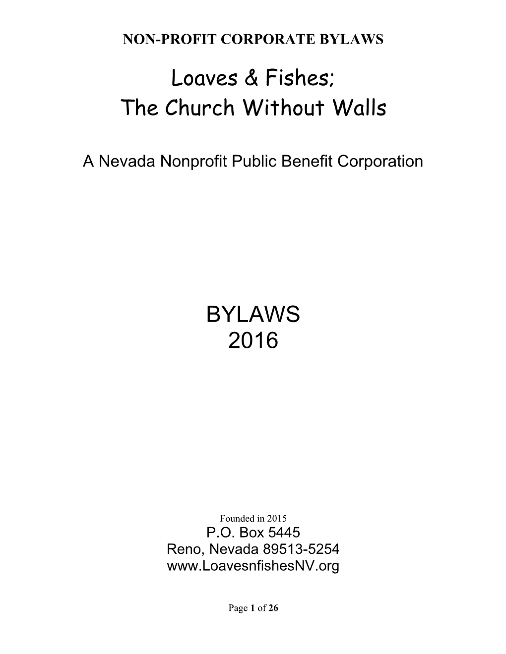 Non-Profit Corporate Bylaws