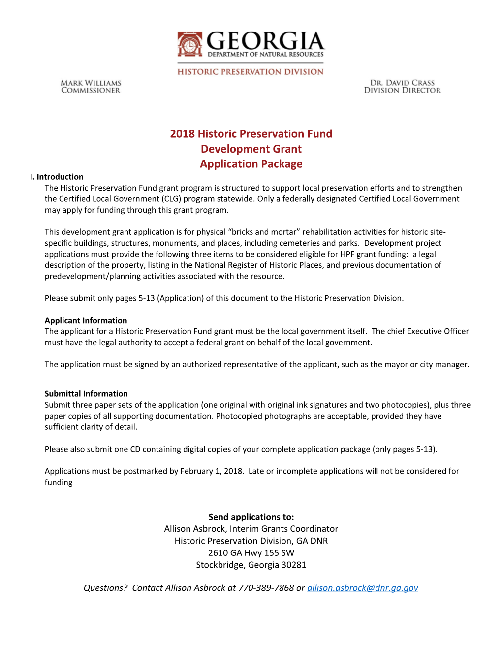 2018 Historic Preservation Fund