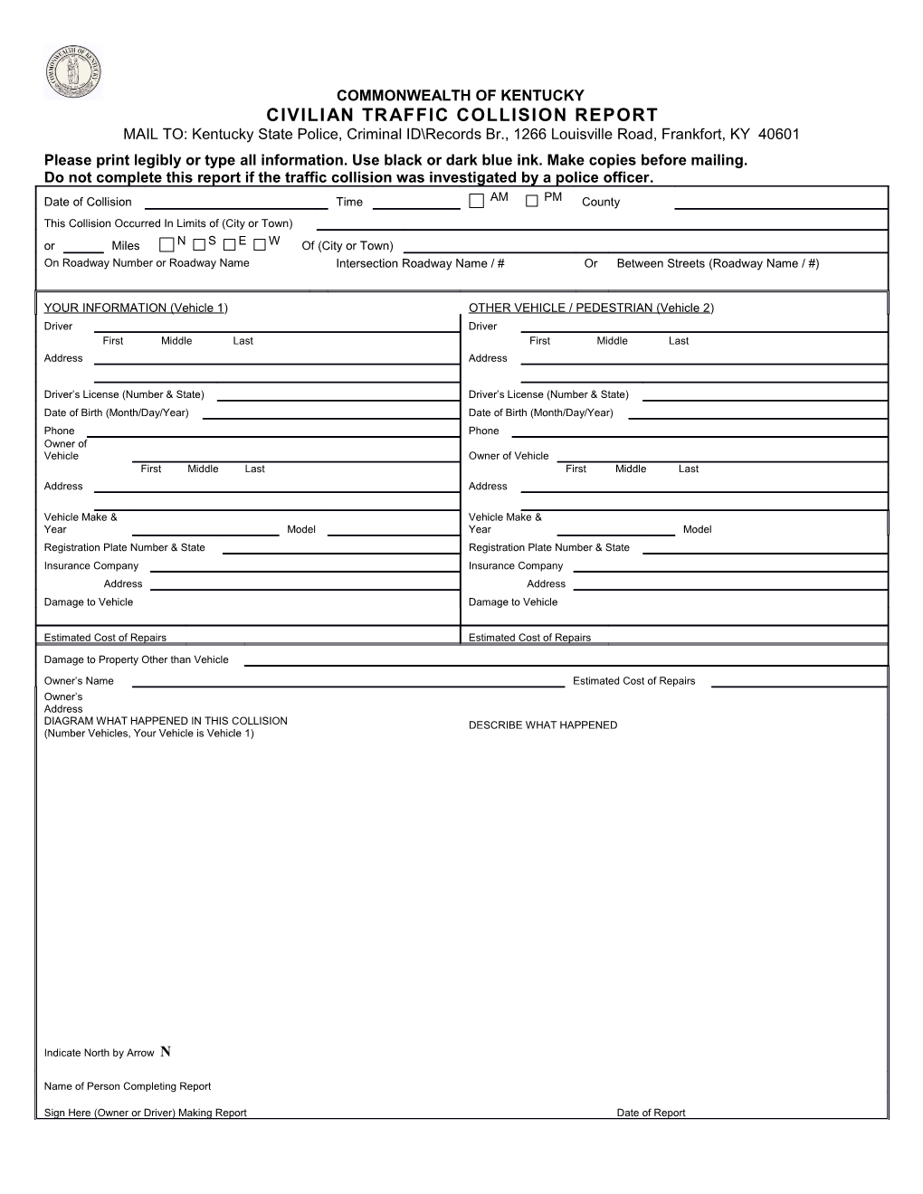 Civilian Traffic Collision Report