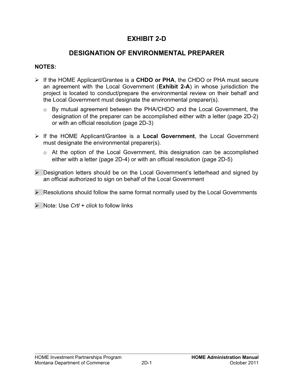 Designation of Environmental Preparer