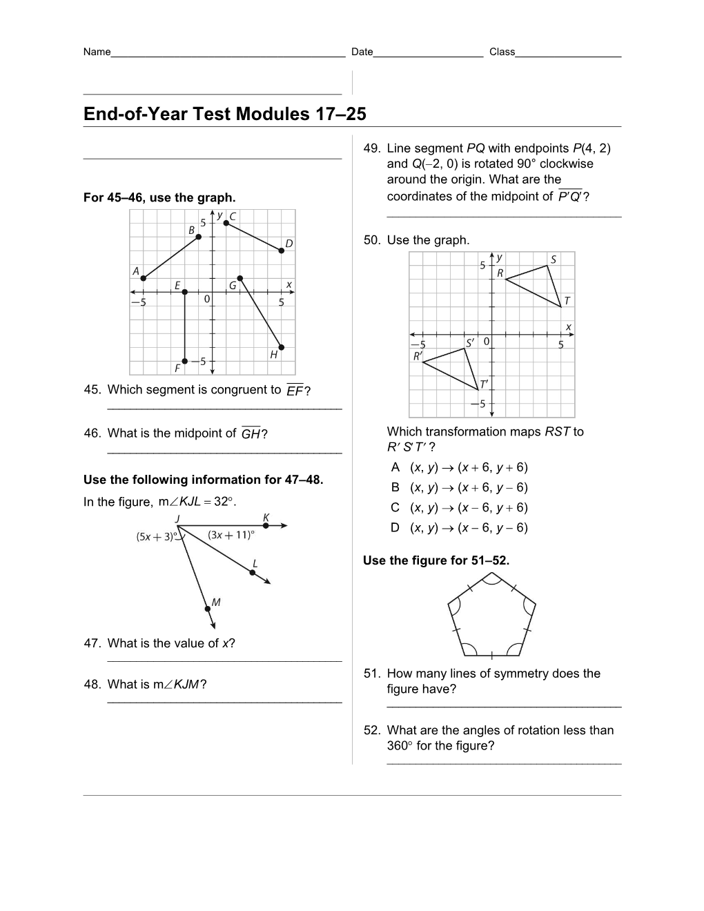 End-Of-Year Test Modules 17 25