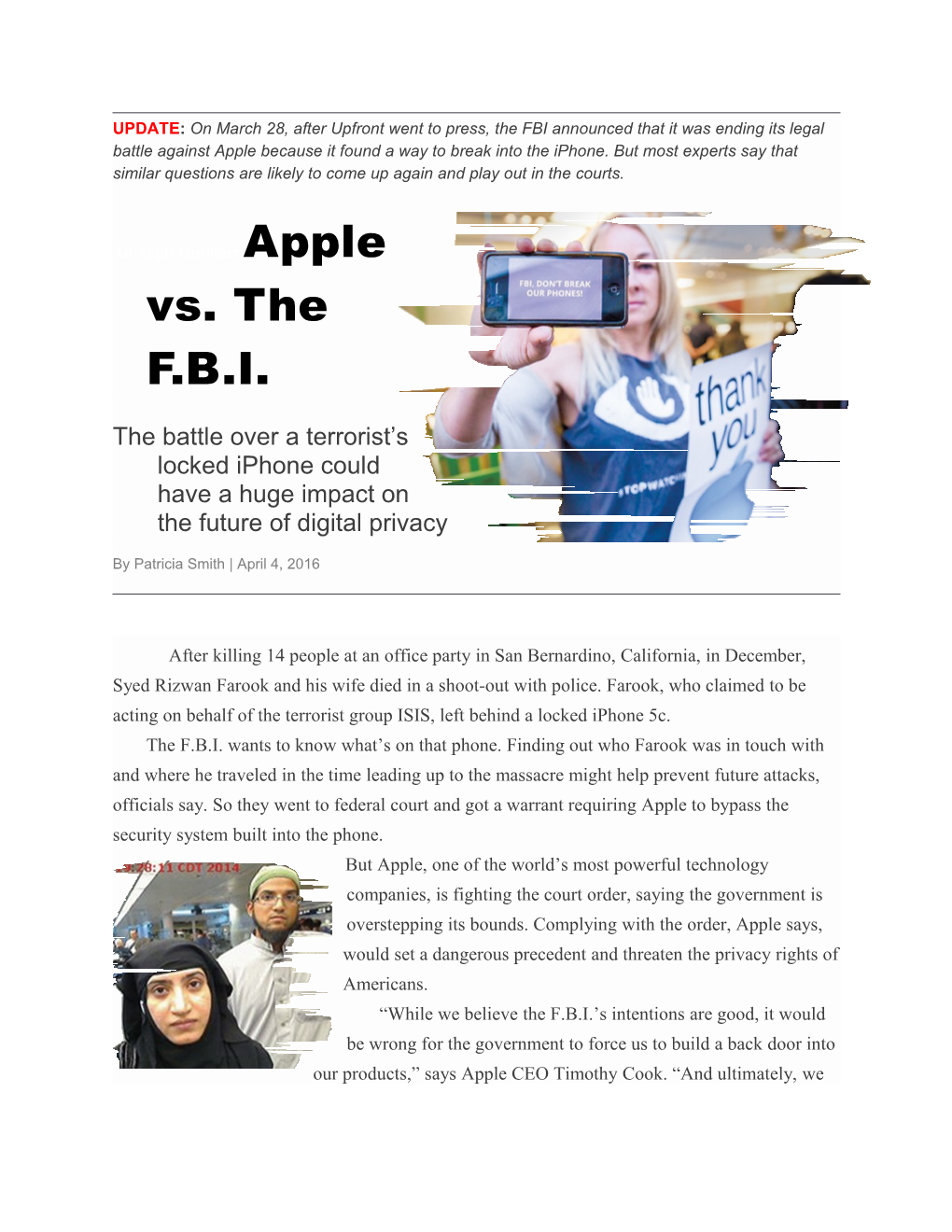 An Apple Customer Apple Vs. the F.B.I