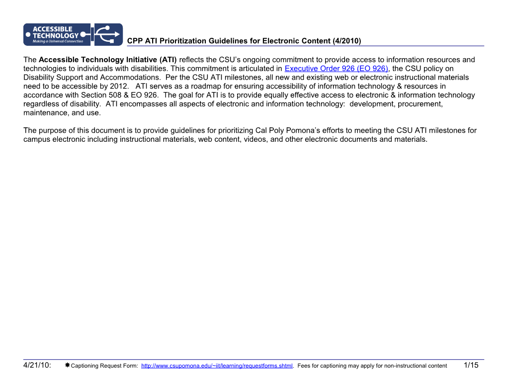 ATI Prioritization Guidelines