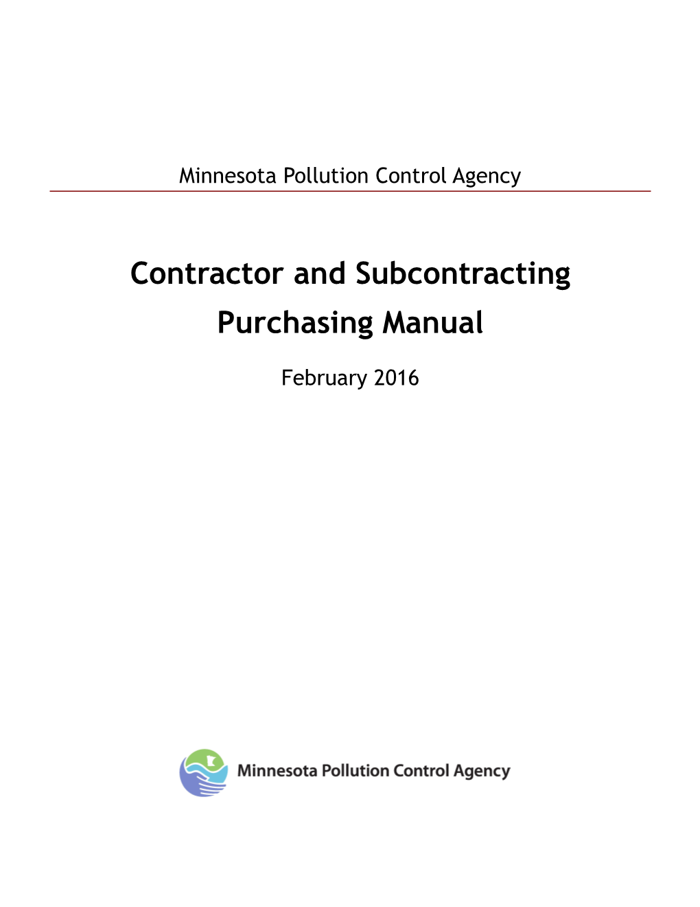 MPCA Contractor and Subcontracting Purchasing Manual