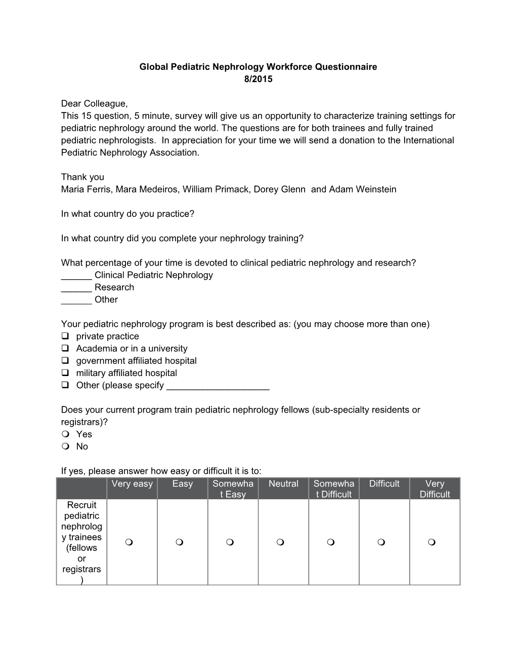 Dorey Sofi IPNA Fellowship Survey