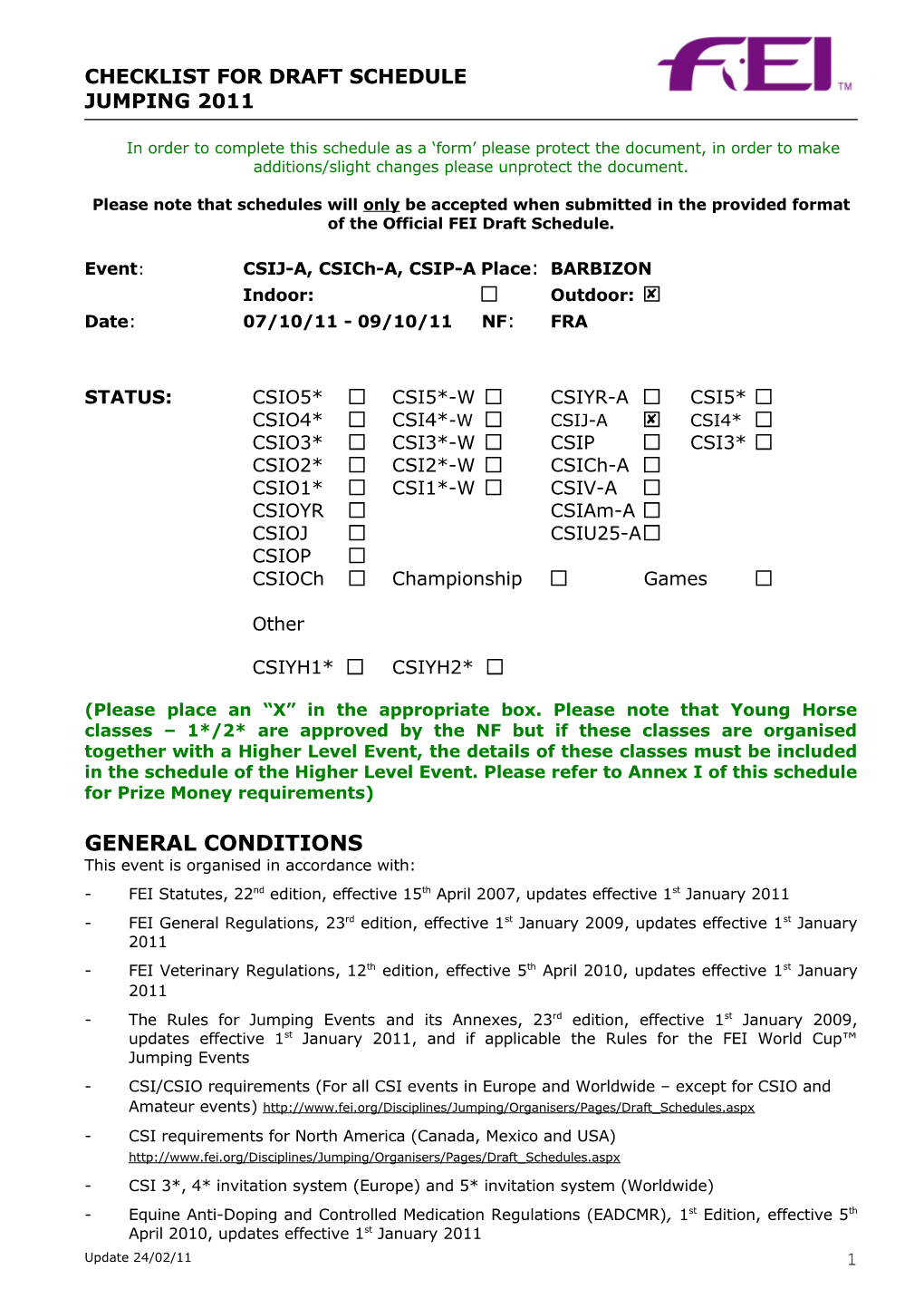 Federation Equestre Internationale	1998