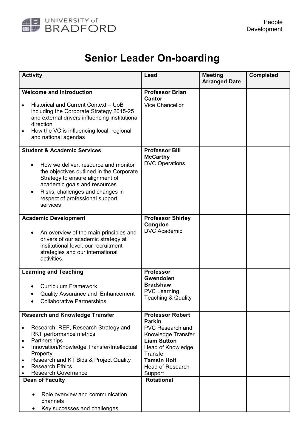 Senior Leader On-Boarding