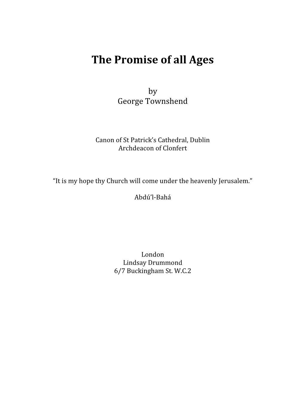 The Promise of All Ages