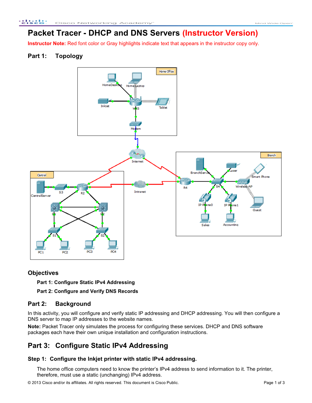 Packet Tracer -DHCP and DNS Servers