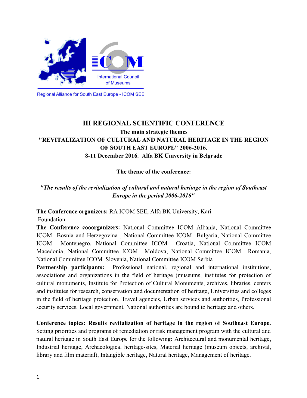 Iii Regional Scientific Conference