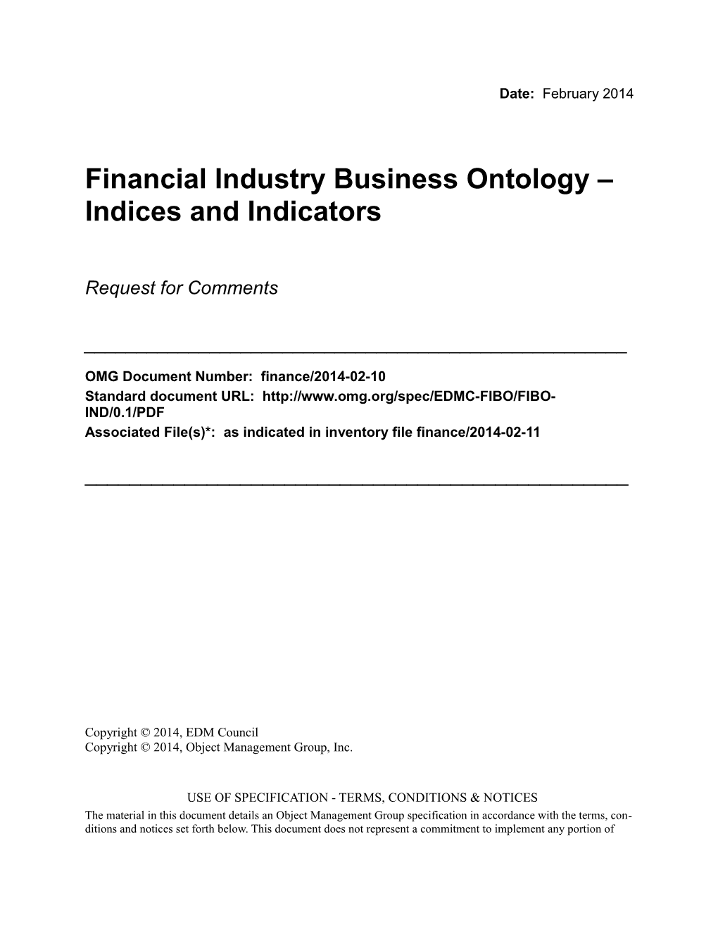 Financial Industry Business Ontology Indices and Indicators