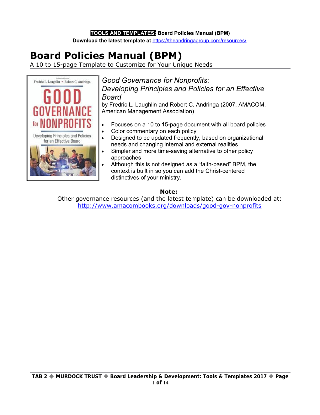 Board Policies Manual (BPM)