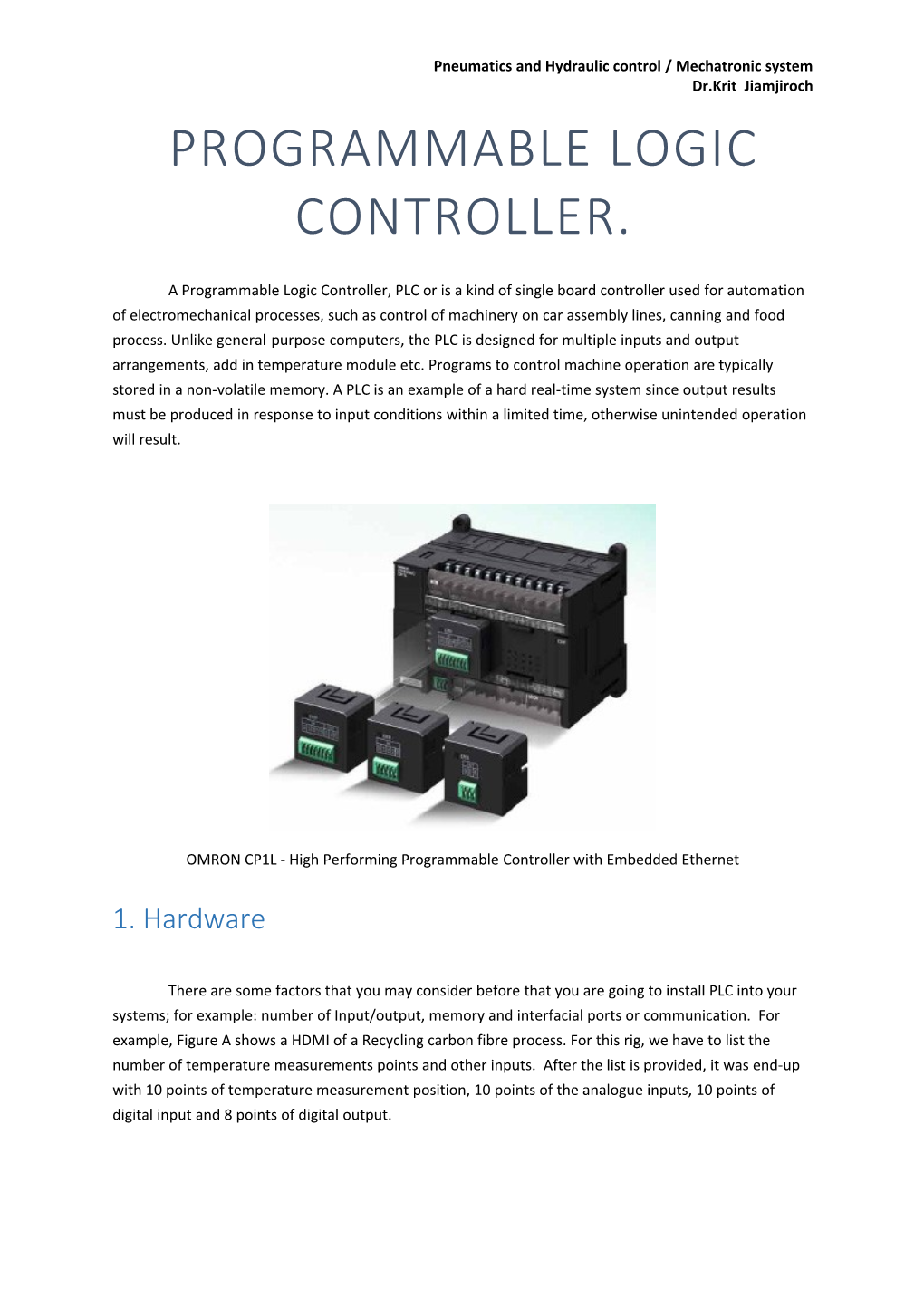 Pneumatics and Hydraulic Control / Mechatronic System