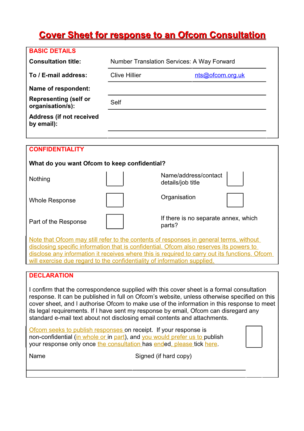 NTS: a Way Forward Consultation