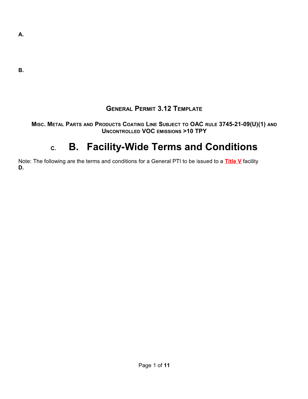 Misc. Metal Parts and Products Coating Line Subject to OAC Rule 3745-21-09(U)(1) And