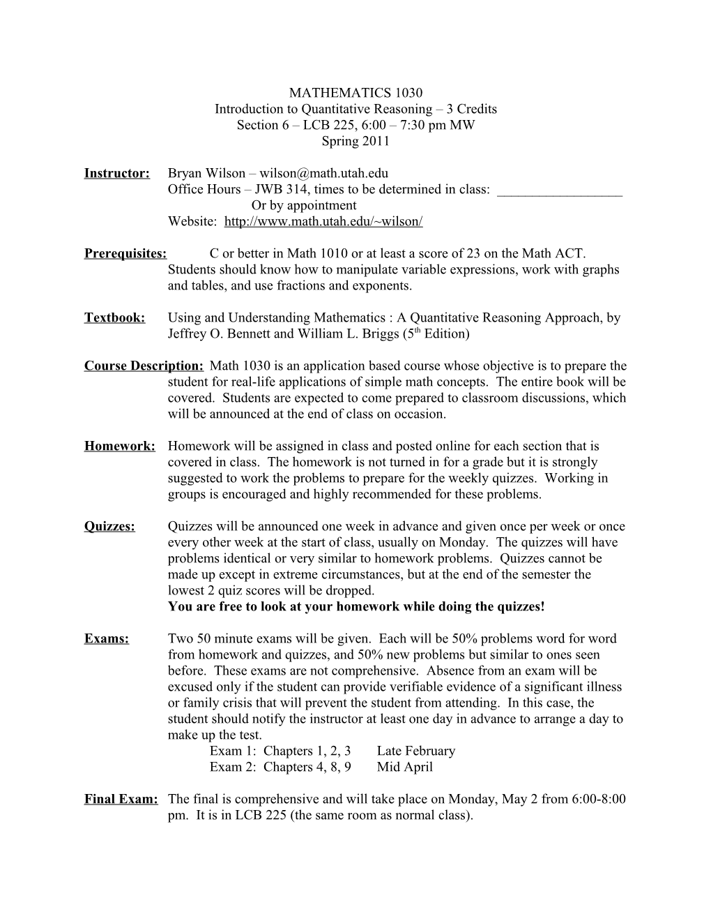 Introduction to Quantitative Reasoning 3 Credits