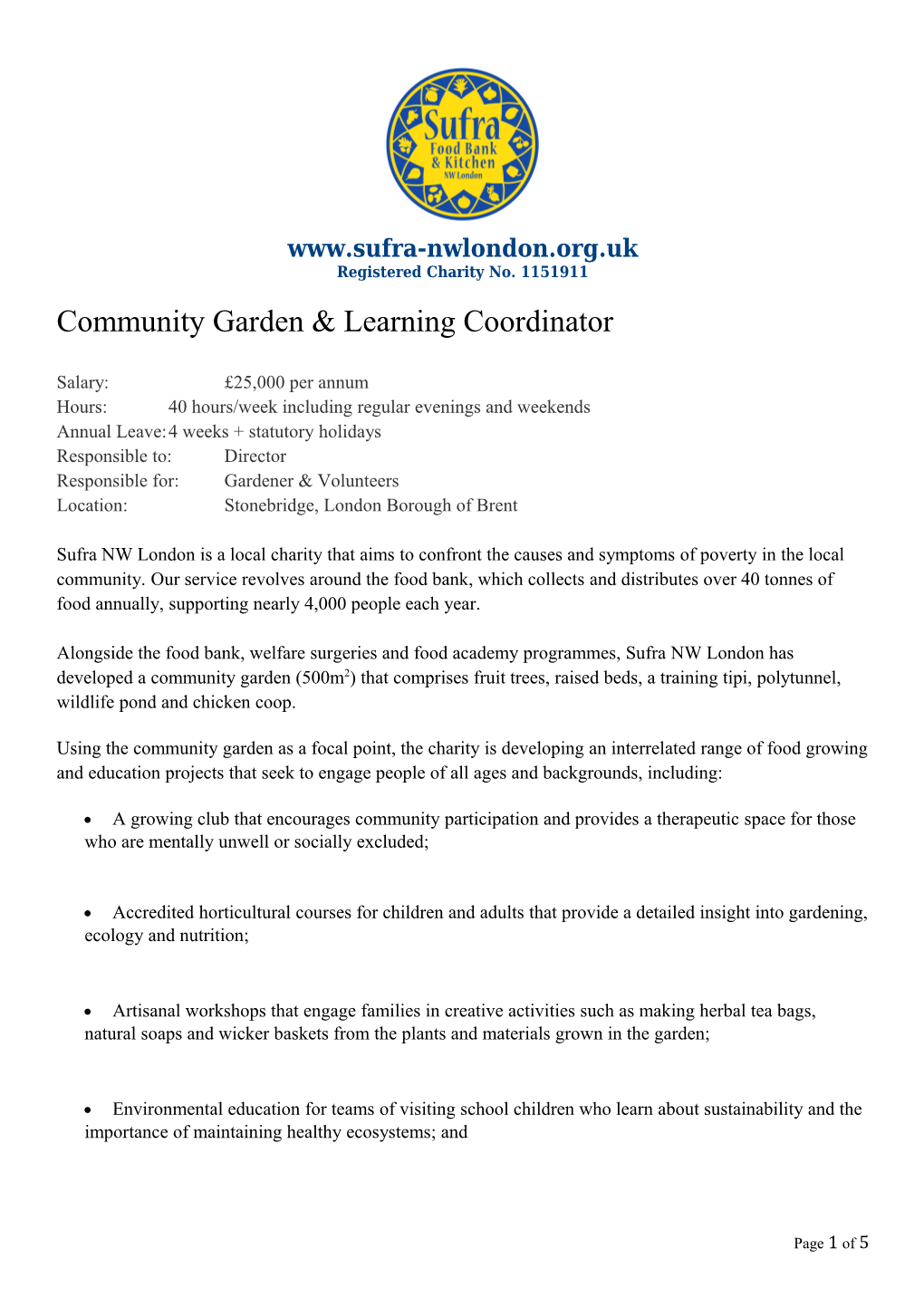 Community Garden & Learning Coordinator