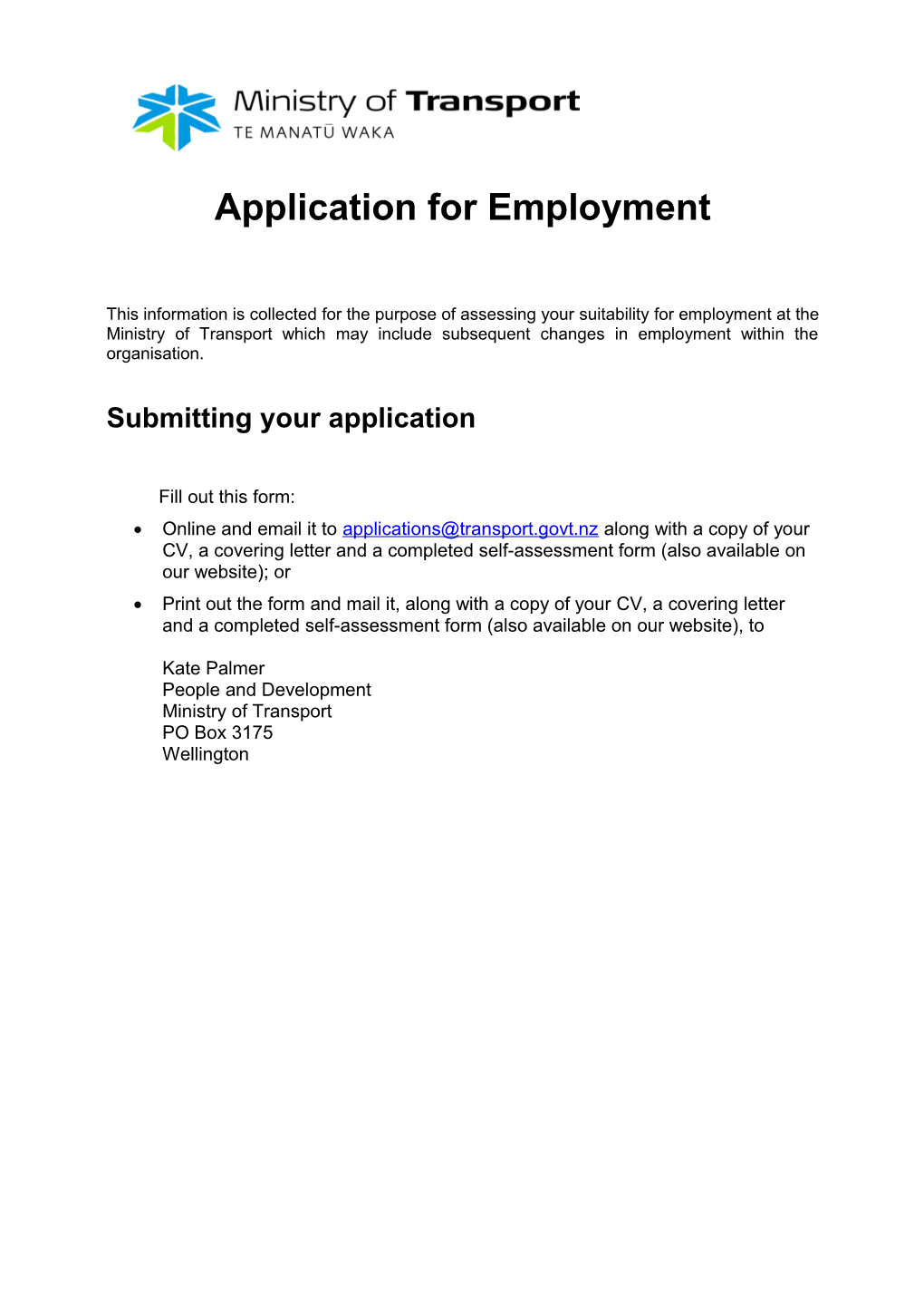 Recruitment Application MS Word 2003