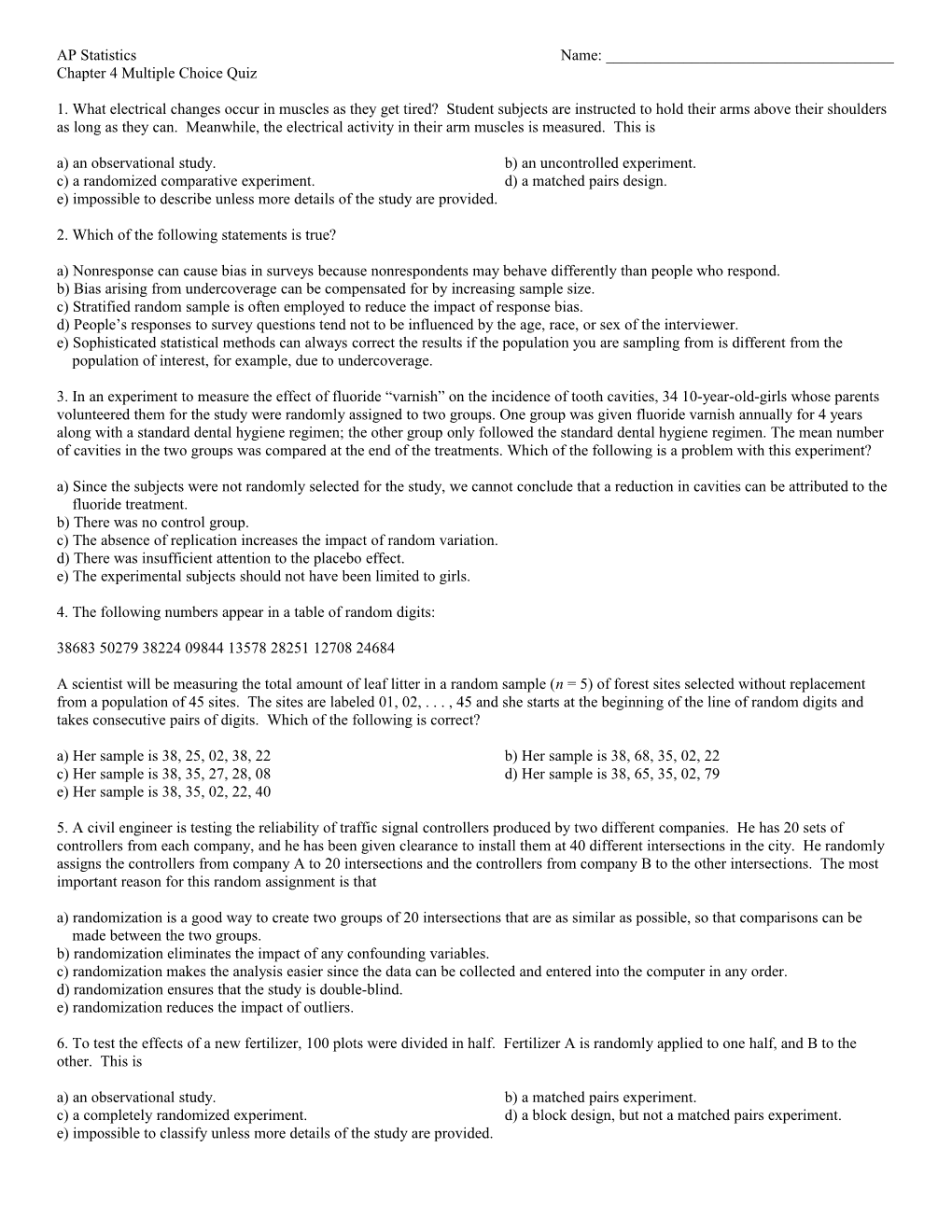 Chapter 4 Multiple Choice Quiz