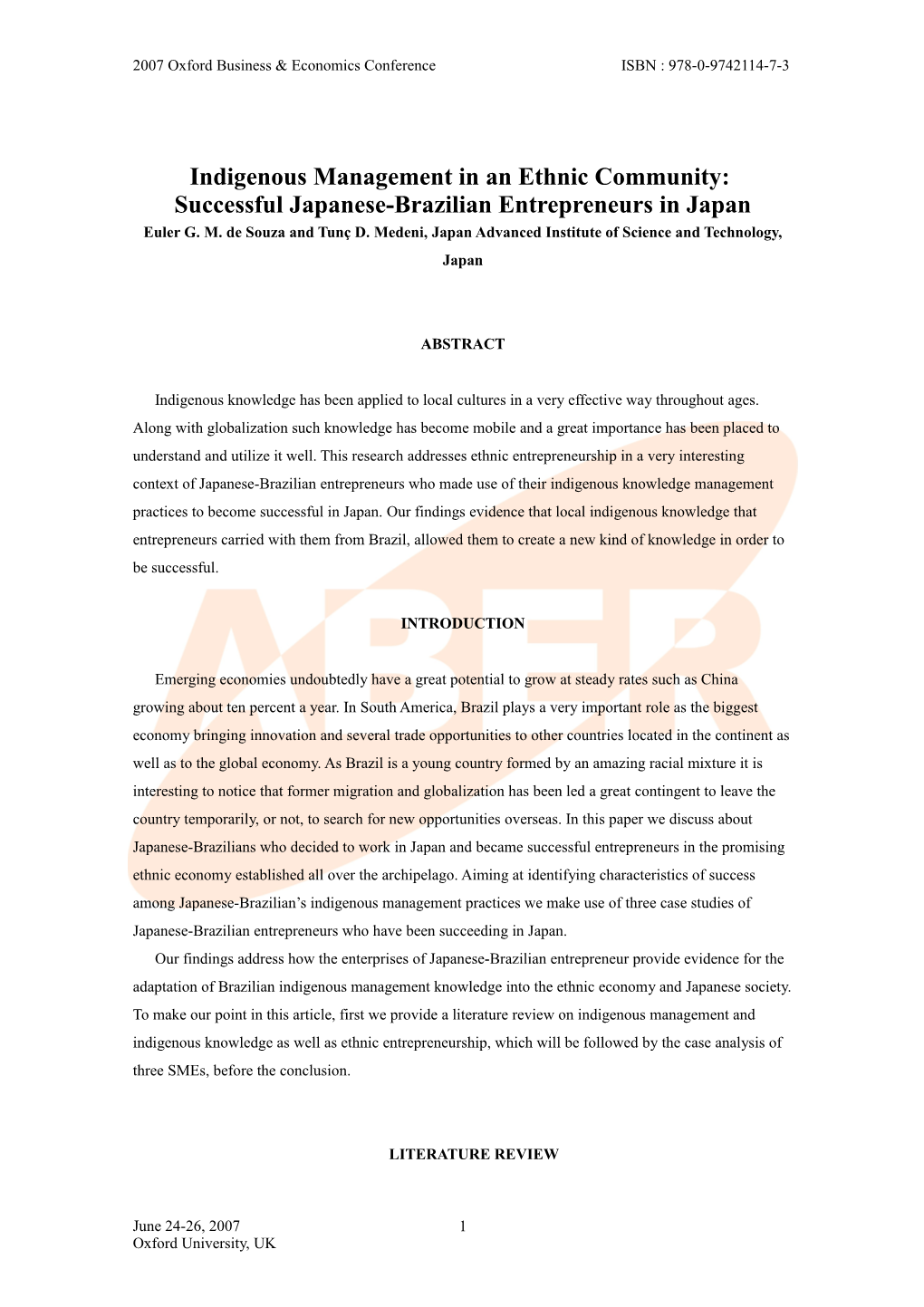 Indigenous Management in an Ethnic Community: Successful Japanese-Brazilian Entrepreneurs