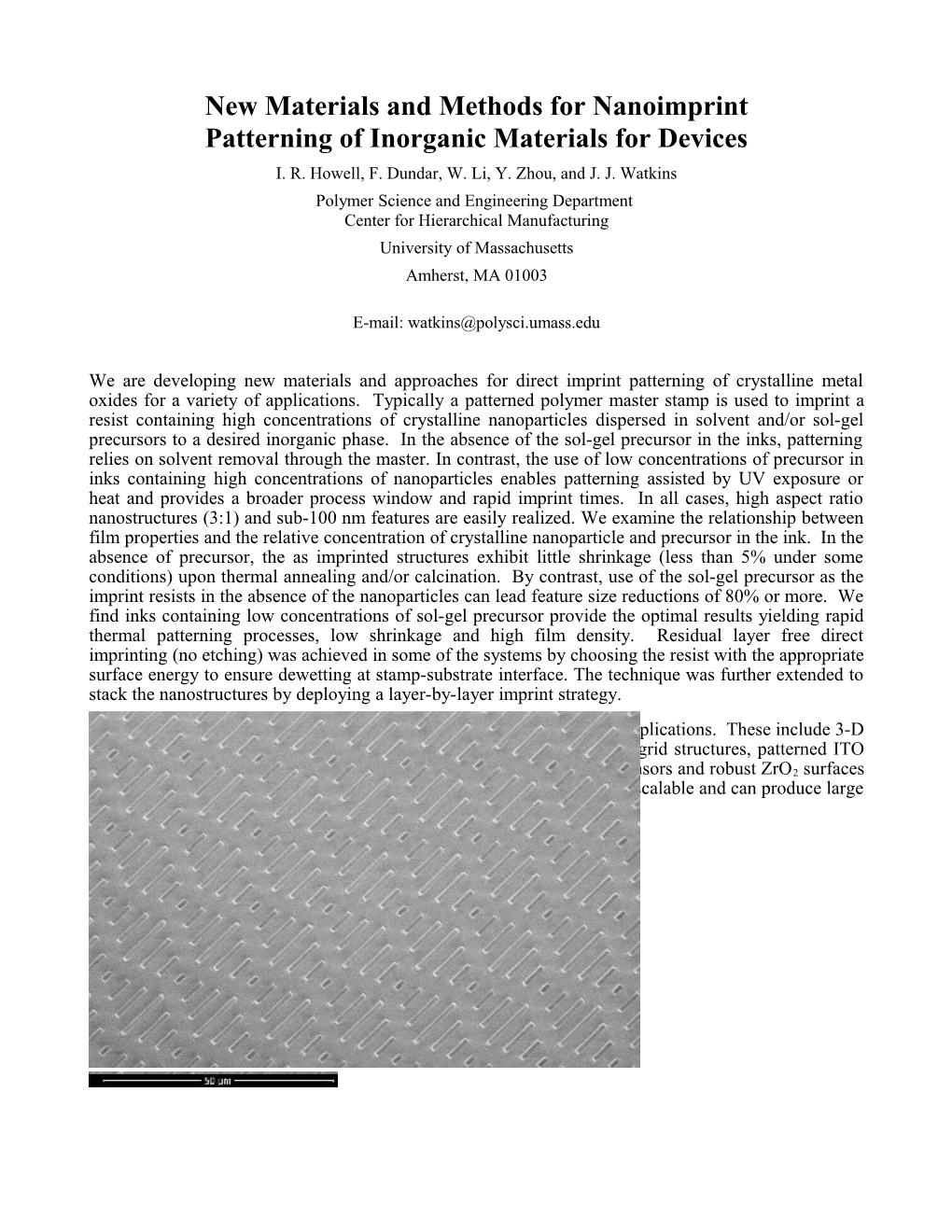 New Materials and Methods for Nanoimprint Patterning of Inorganic Materials for Devices