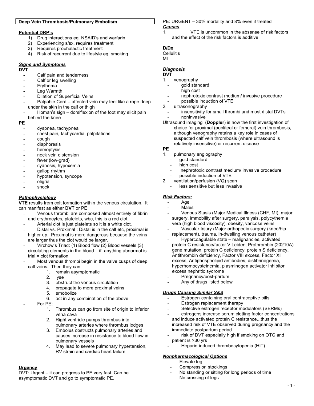 Deep Vein Thrombosis/Pulmonary Embolism