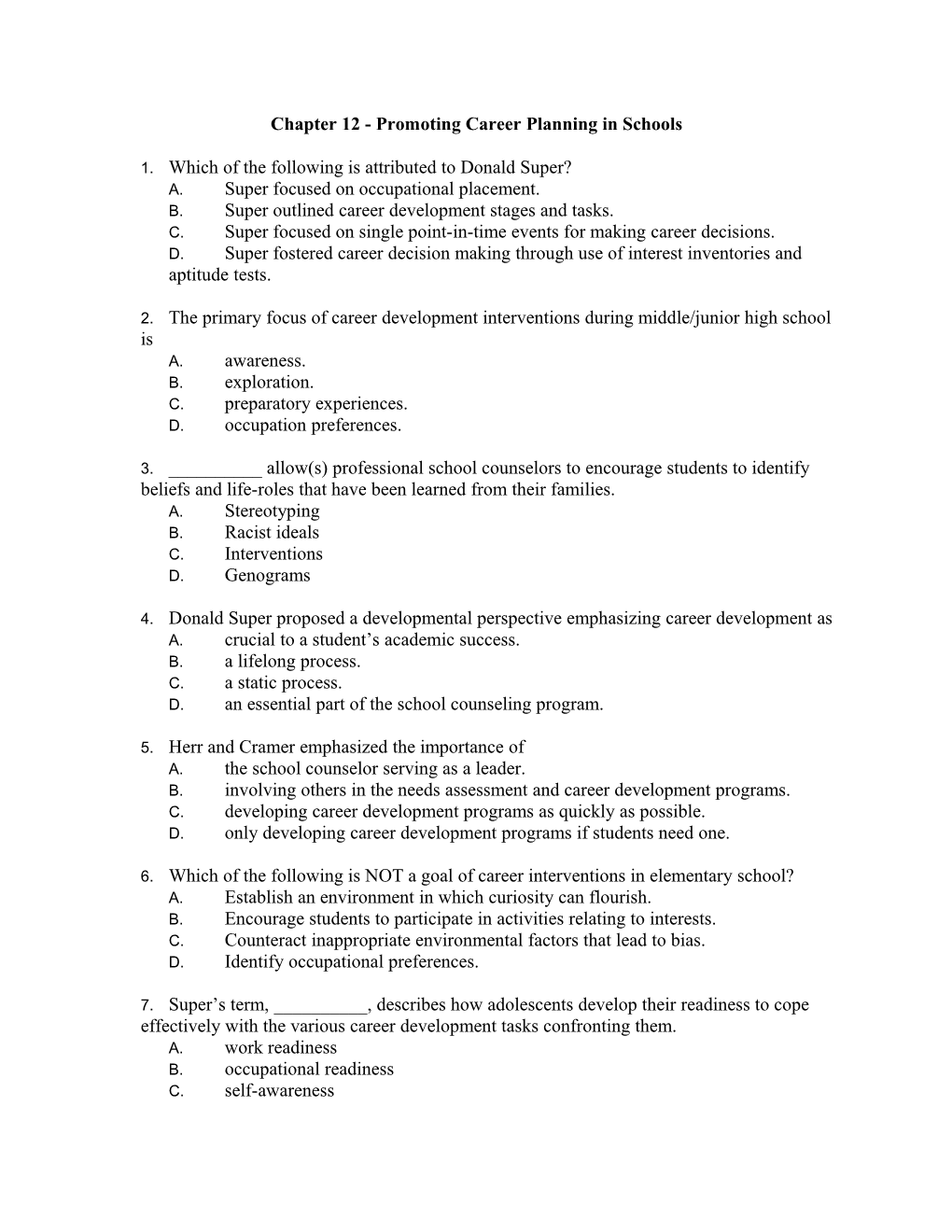 Chapter 12 - Promoting Career Planning in Schools