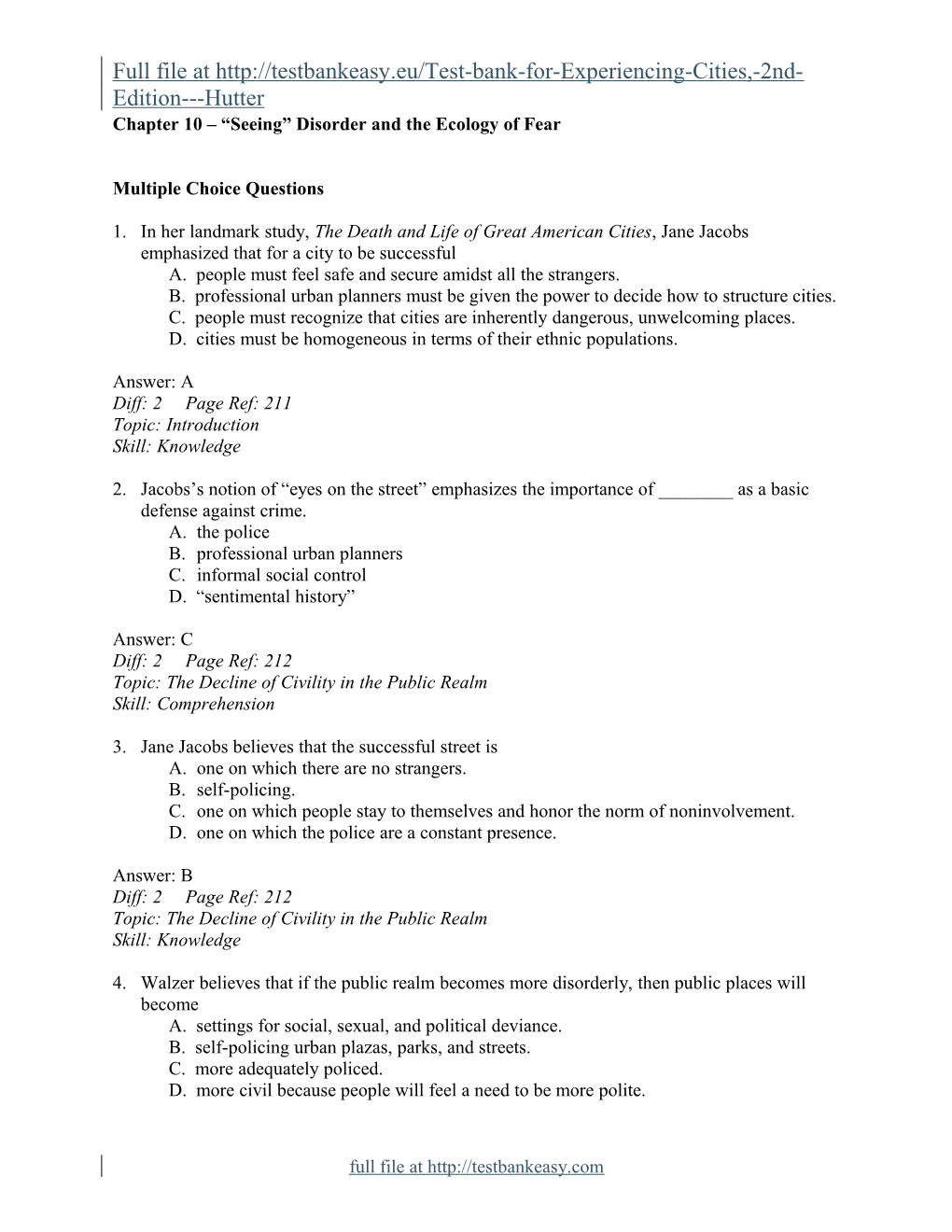 Hutter: Experiencing Cities Chapter 10 Seeing Disorder and the Ecology of Fear