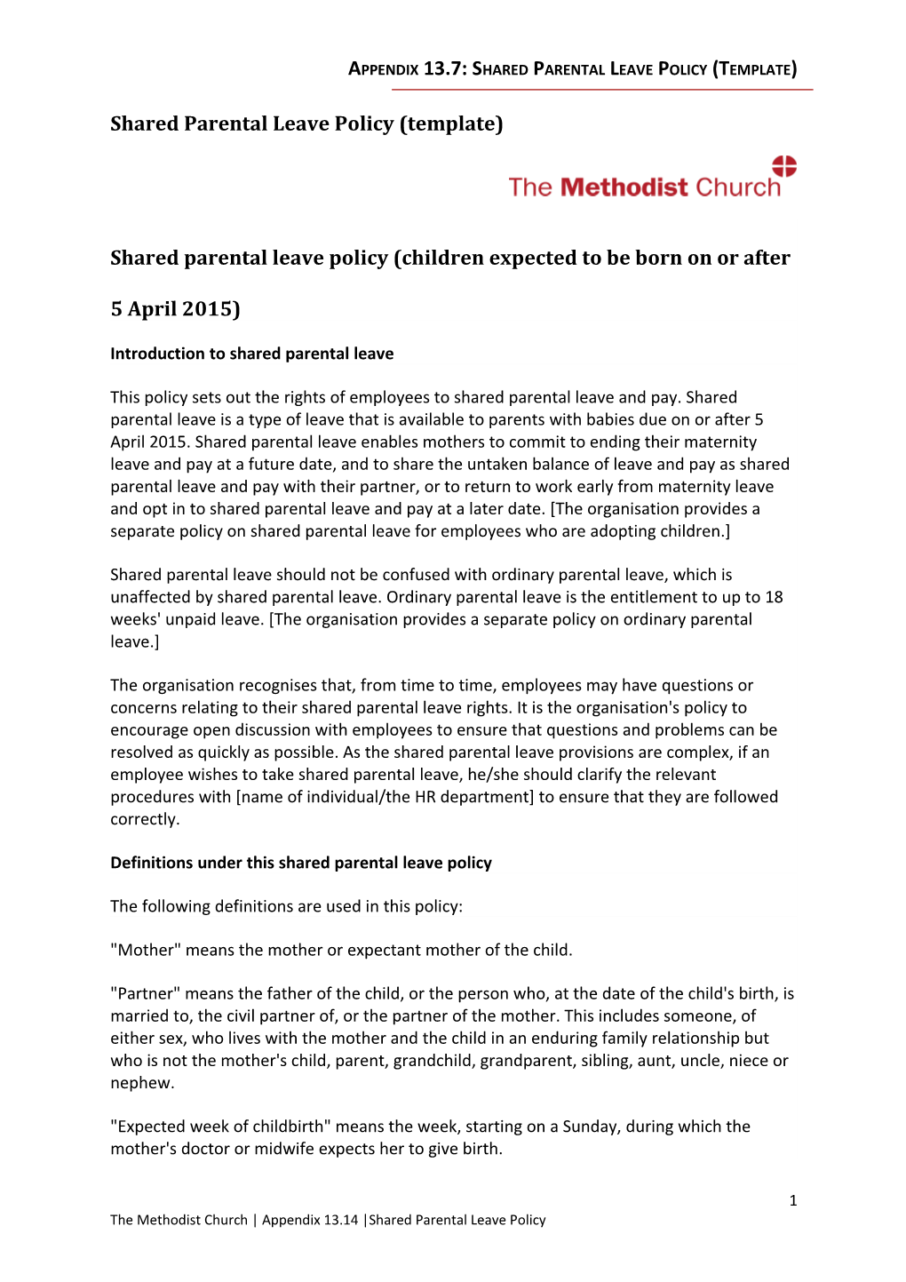 Shared Parental Leave Policy (Template)