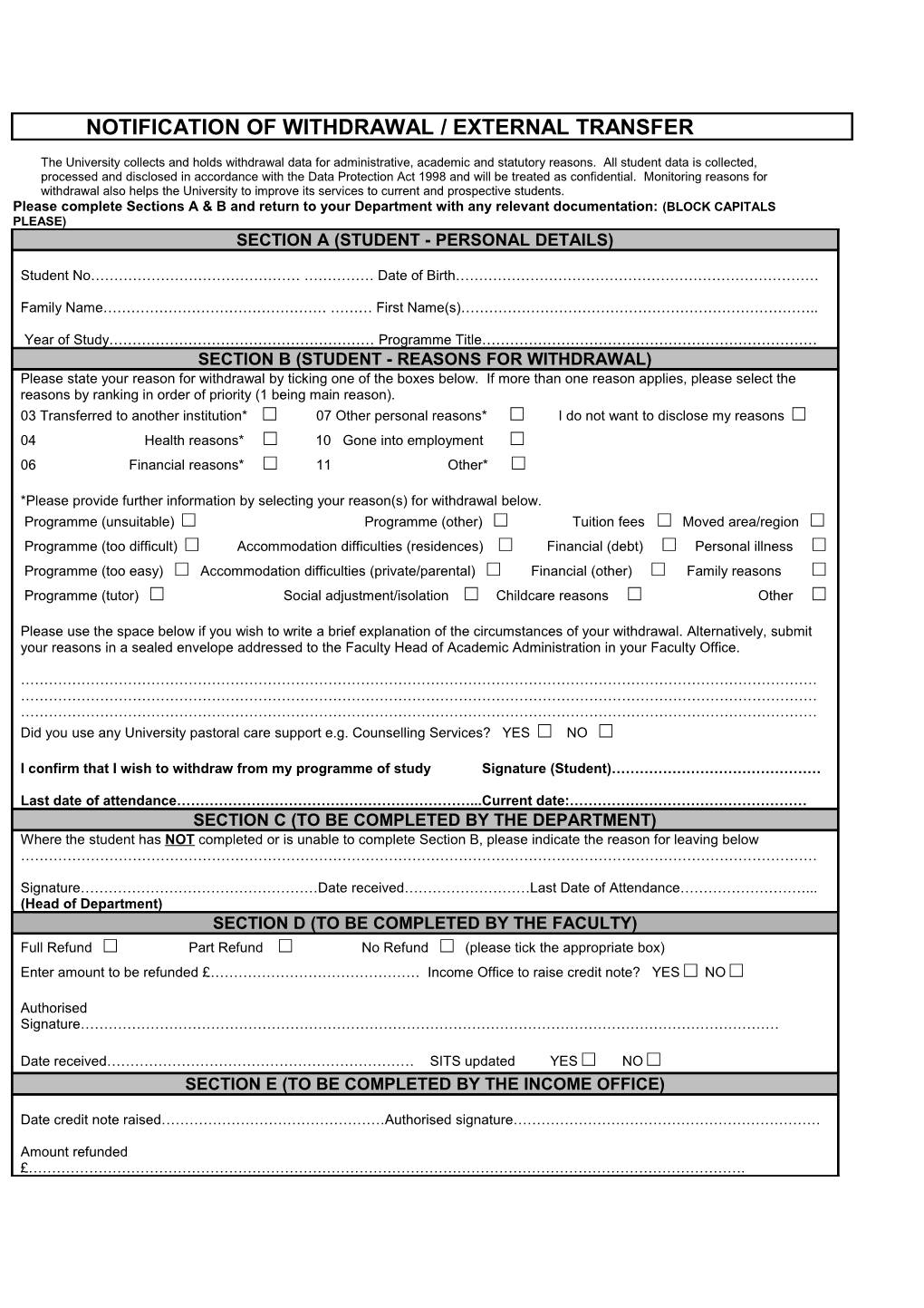 Form 2 Withdrawal Form