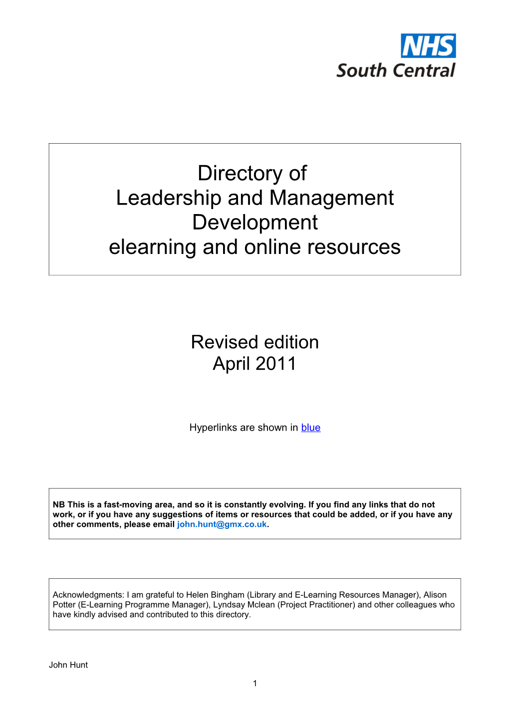 Elearning: Available Resources for Leadership and Management Development