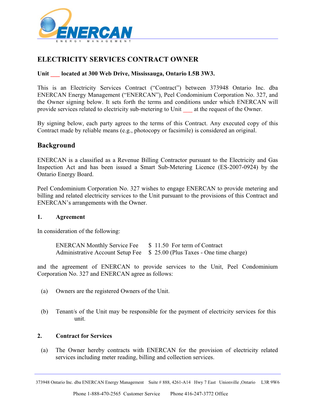 Electricity Services Contract Owner