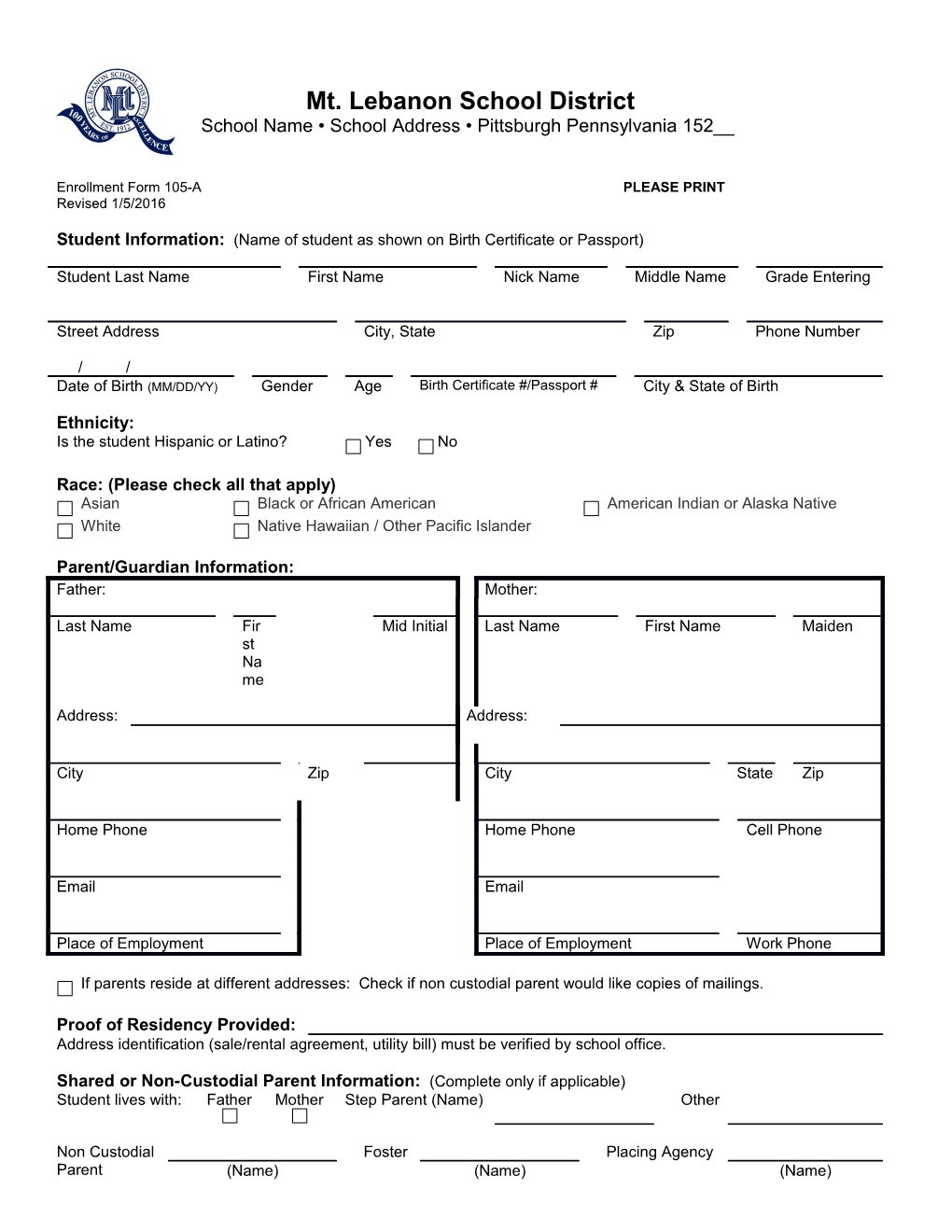 Student Information: (Name of Student As Shown on Birth Certificate Or Passport)