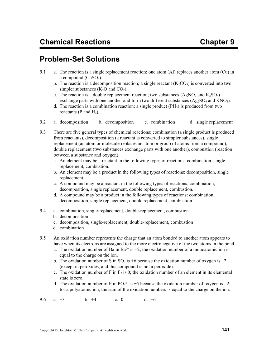 Problem-Set Solutions Chapter 91